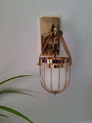 Gold-Toned Antique Finished Armed Cage Wall light