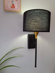 Drum Black Cotton Shade with Metal Base plate Wall Light