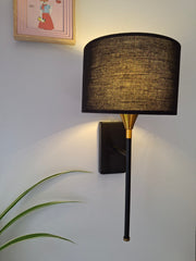 Drum Black Cotton Shade with Metal Base plate Wall Light