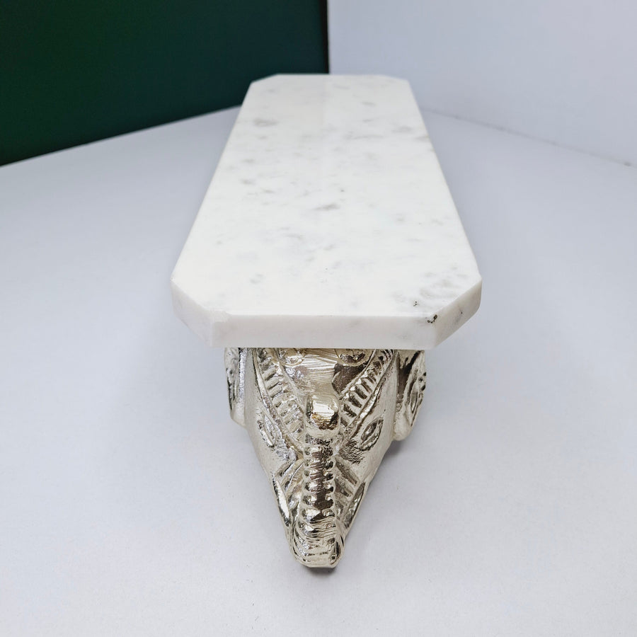 Marble Chowki with Aluminum cast legs for Pooja  Style 2