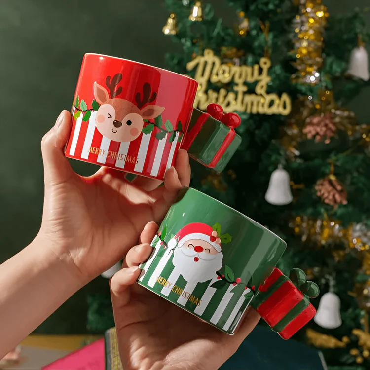 CORAL TREE Christmas Gift Box Handle Mug