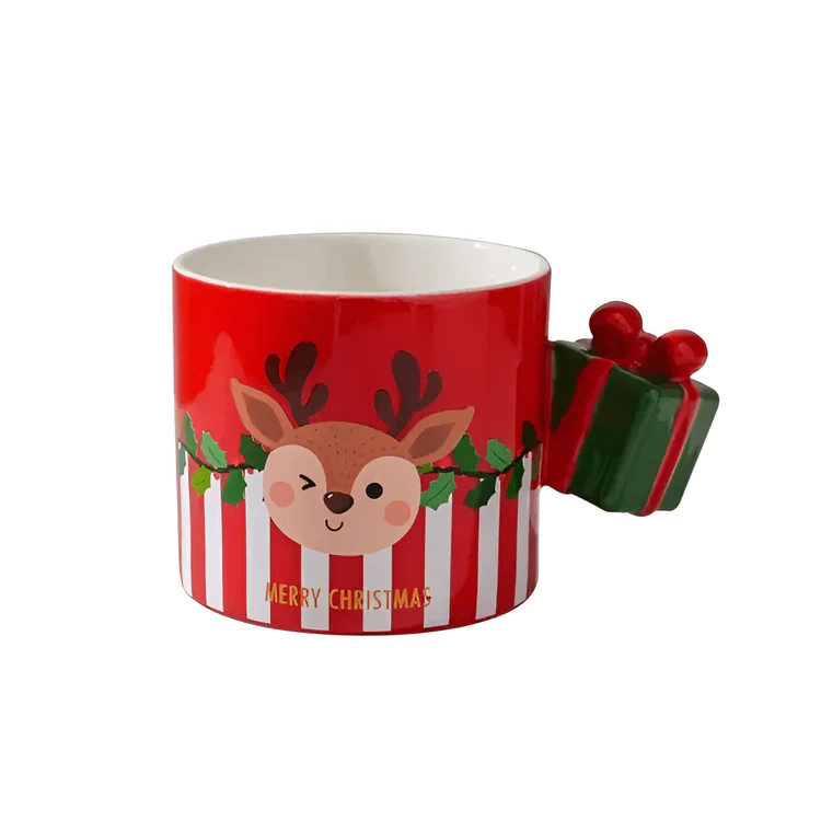 CORAL TREE Christmas Gift Box Handle Mug