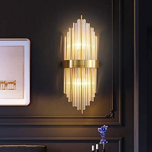 30W Led Tube Glass Crystal Gold Metal Wall Light