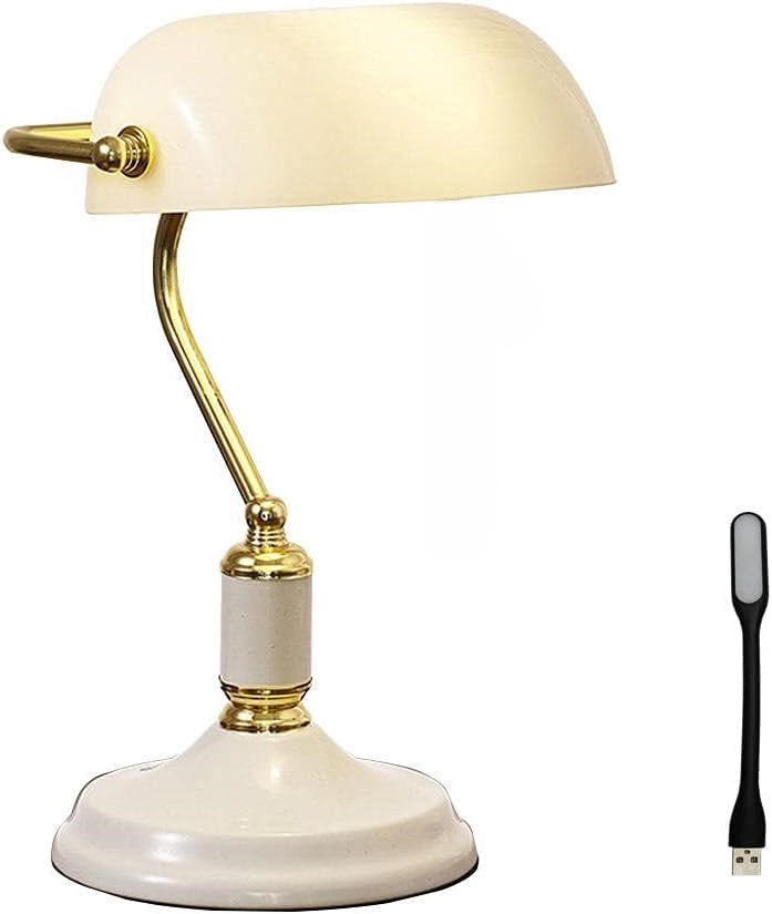 Banker White Shade metal Table lamp