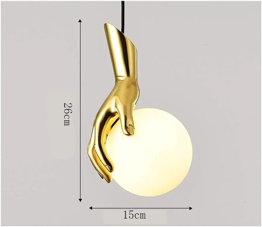 Modern LED 1 Hand Shape Gold Finish Frosted Glass Globe Bedside Pendant Hanging Light