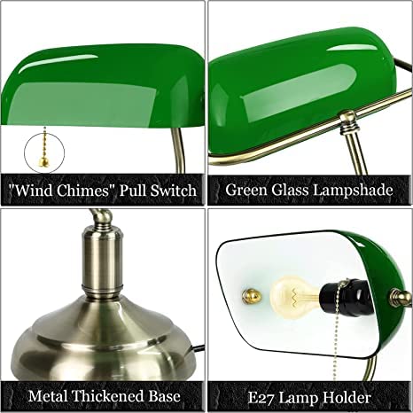 Banker Green Shade metal Table lamp