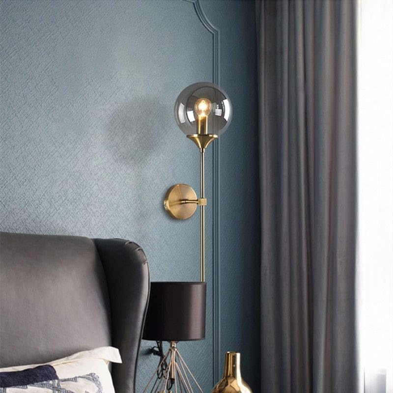 Modern Gold Finish Glass Ball Light Wall Lamp Lighting Sconce Fixture