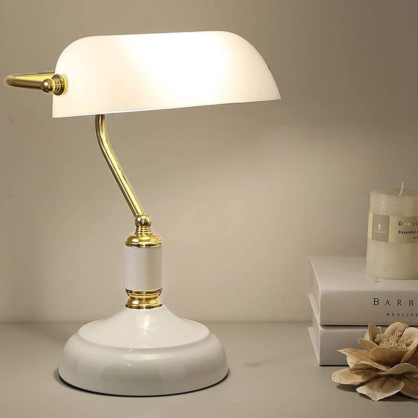 Banker White Shade metal Table lamp