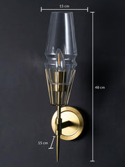 Diamond Shape Glass & Metal Golden Wall Lamp