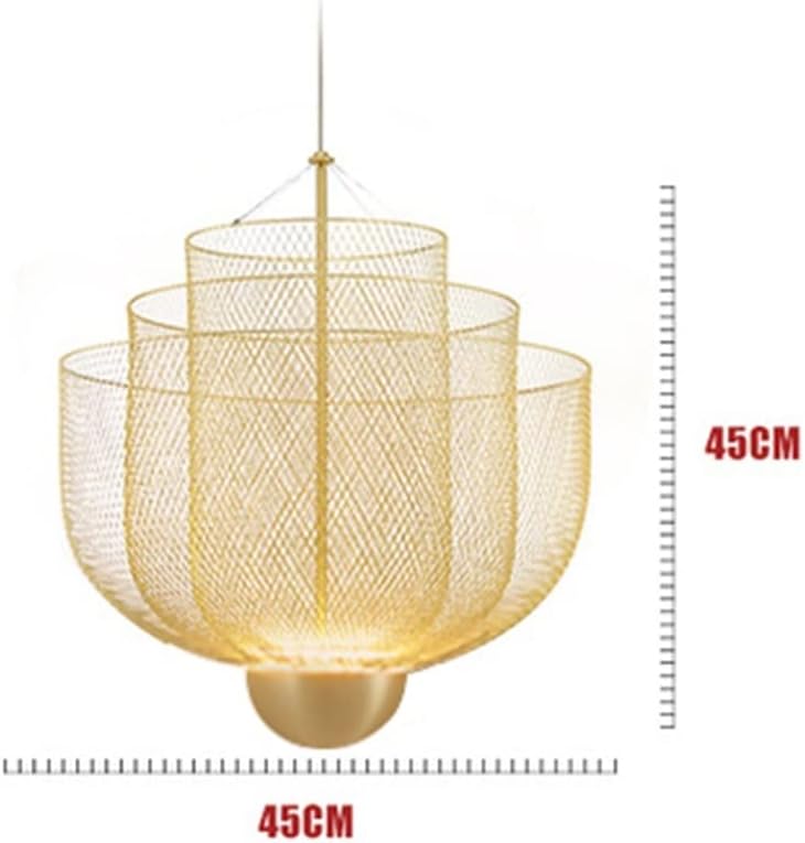 Metal Grid-Shaped Hanging Light, Creative Light Luxury Iron Lampshade Chandeliers for Villa Living Room Auditorium Commercial Venue (Color : Gold)