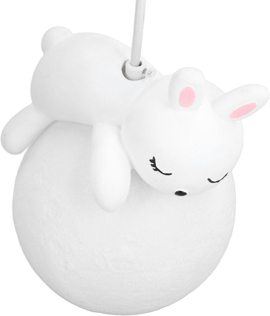 Rabbit Pendant Light, Retro White Resin Chandelier Cute Animal Shape