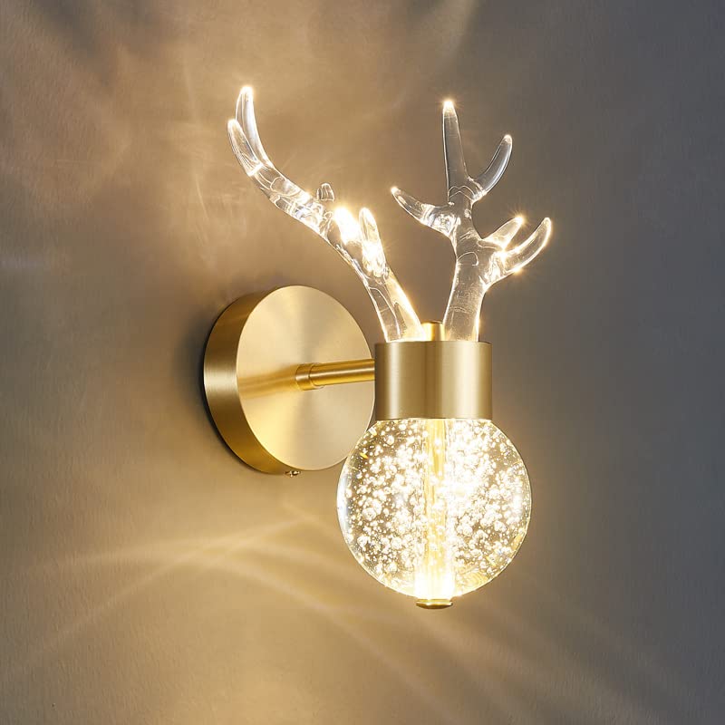 Acrylic Modern Horn Gold Metal Wall Light