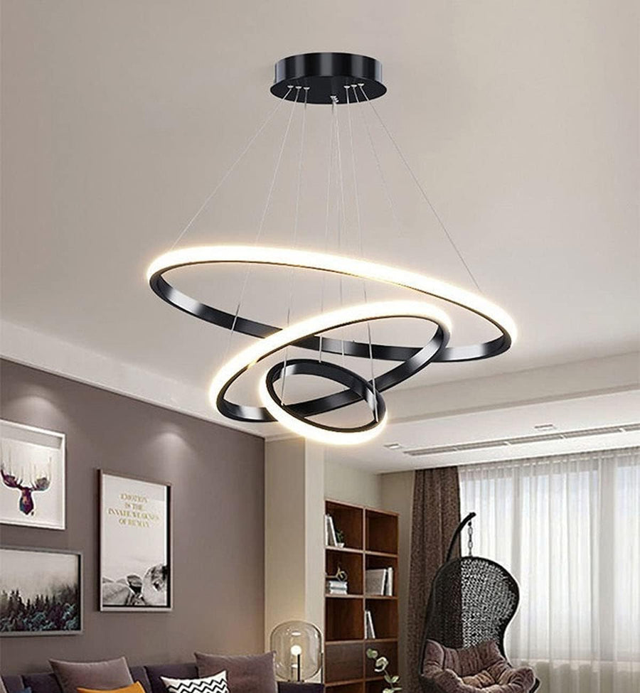 3 Ring LED Pendant Light Black