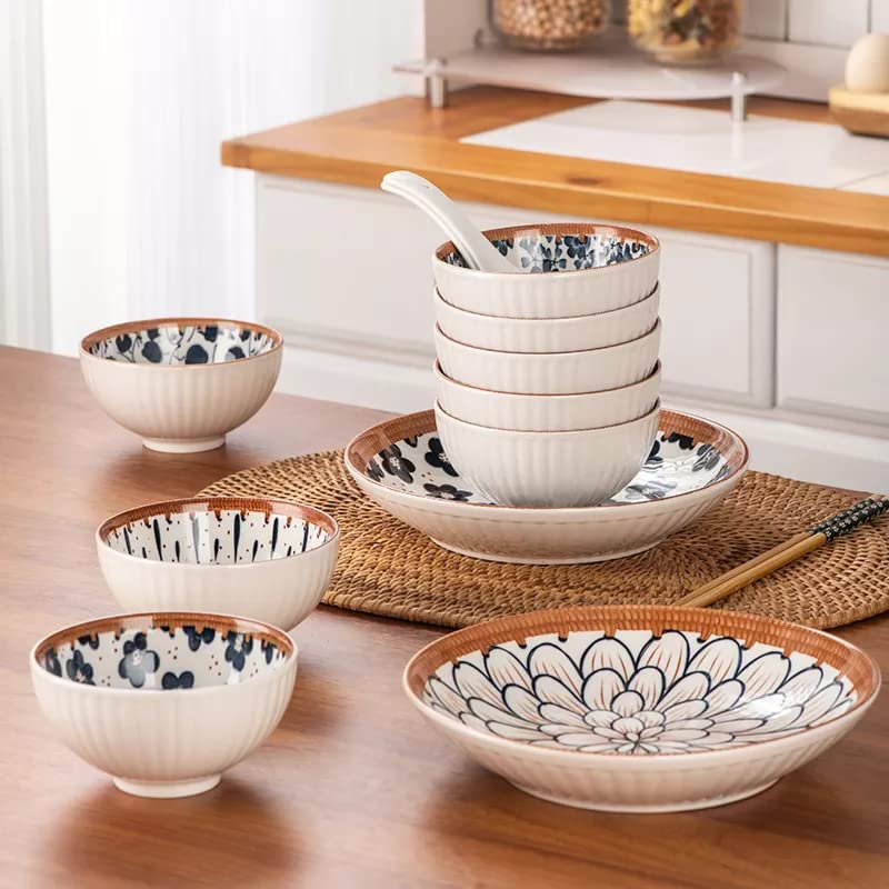 HENIJ Pack of 6 Ceramic Ceramic Rice Bowl with Gift Box, Blue and White  Pattern Bowls Set Dinner Set Price in India - Buy HENIJ Pack of 6 Ceramic  Ceramic Rice Bowl