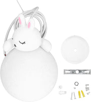 Rabbit Pendant Light, Retro White Resin Chandelier Cute Animal Shape