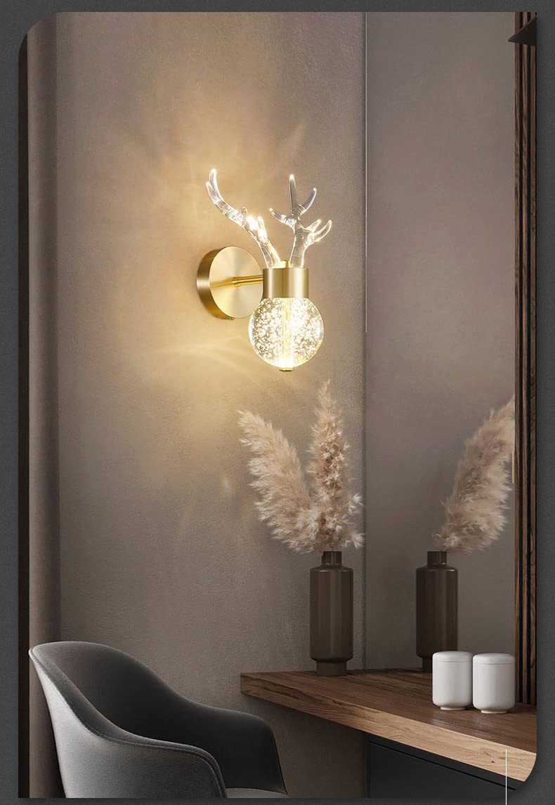 Acrylic Modern Horn Gold Metal Wall Light