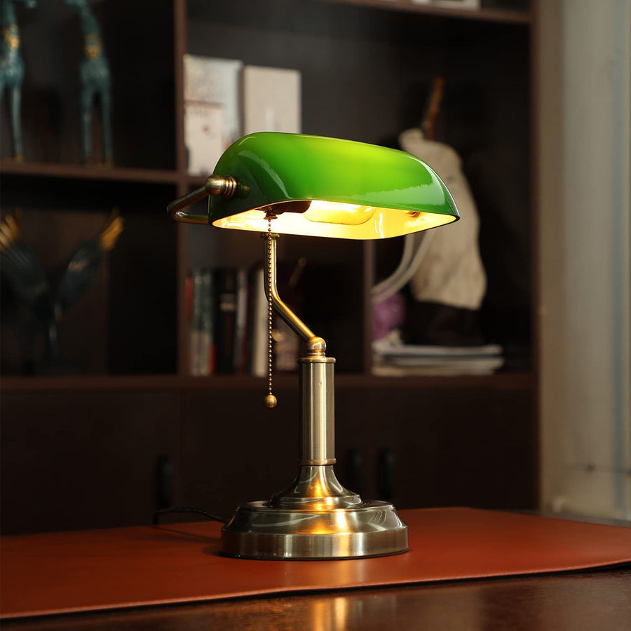 Banker Green Shade metal Table lamp