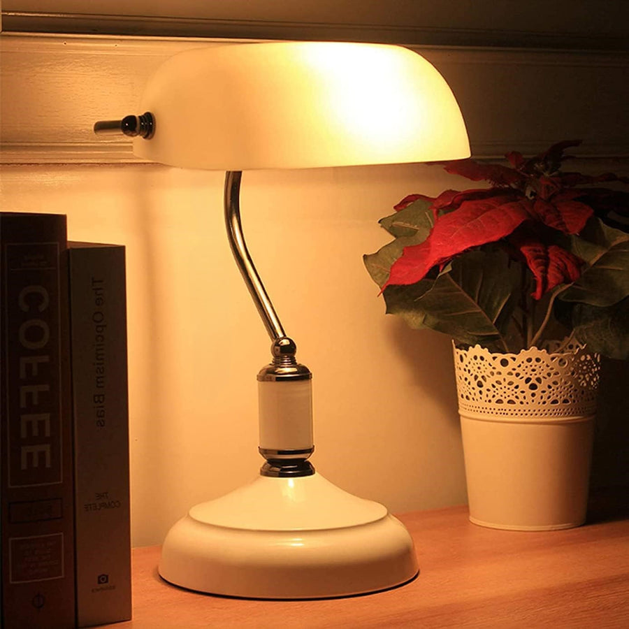 Banker White Shade metal Table lamp