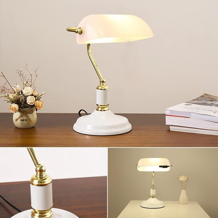 Banker White Shade metal Table lamp