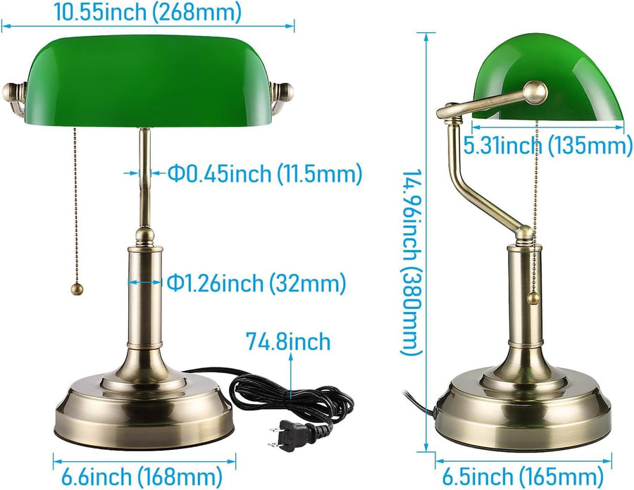 Banker Green Shade metal Table lamp