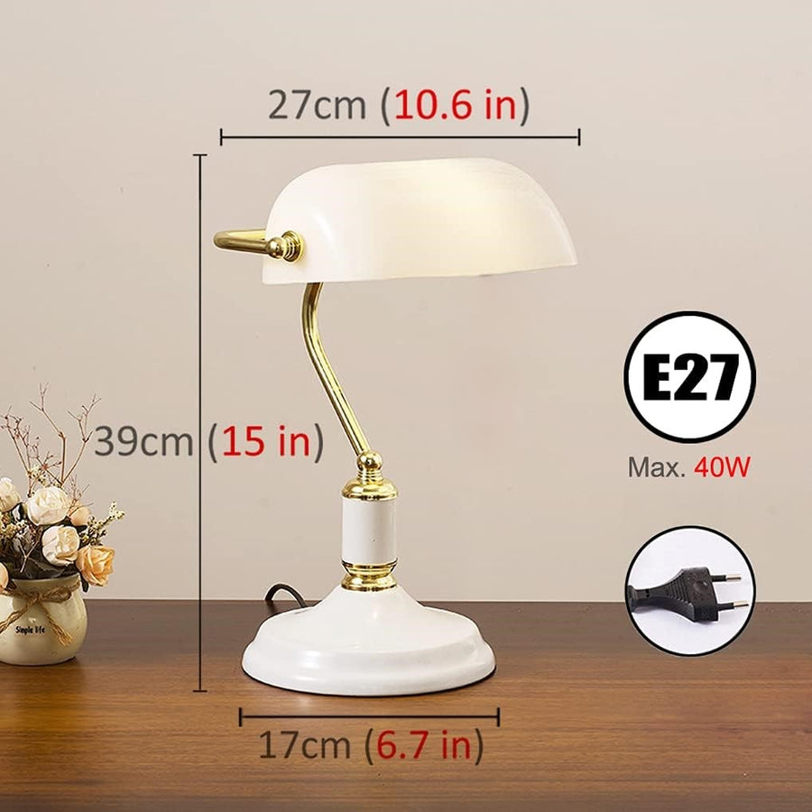 Banker White Shade metal Table lamp