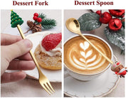 CHRISTMAS SET OF 6 Folk and Spoon gold set