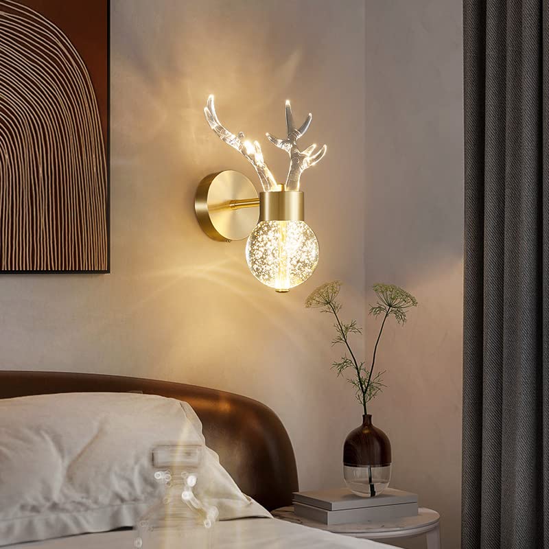 Acrylic Modern Horn Gold Metal Wall Light