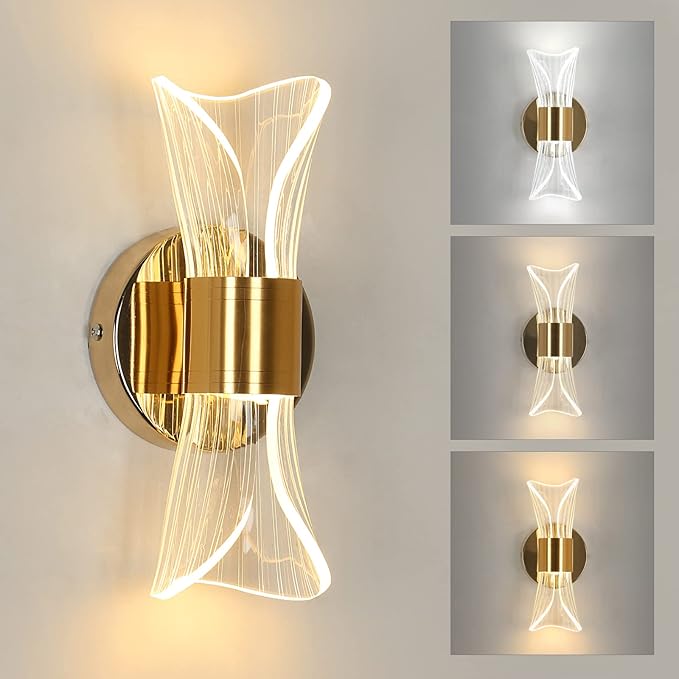Modern LED Wall Sconces, Decorative Wall Light Fixtures 10W Acrylic 3 Color