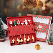 CHRISTMAS SET OF 6 Folk and Spoon gold set