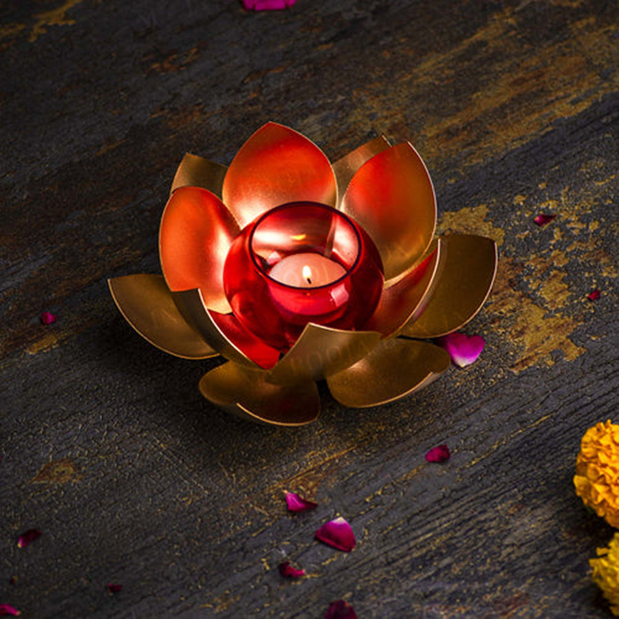 Tealight Golden Lotus Jar