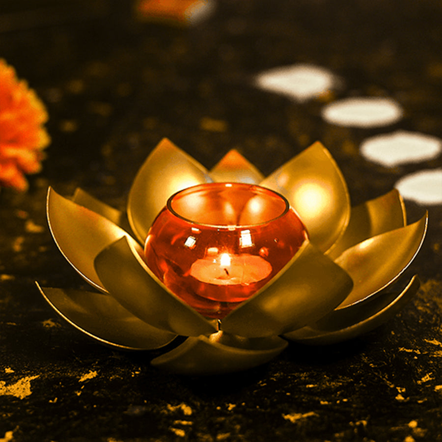 Tealight Golden Lotus Jar