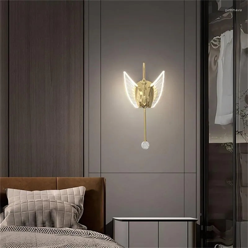 Swan Gold Design Indoor Wall Lights