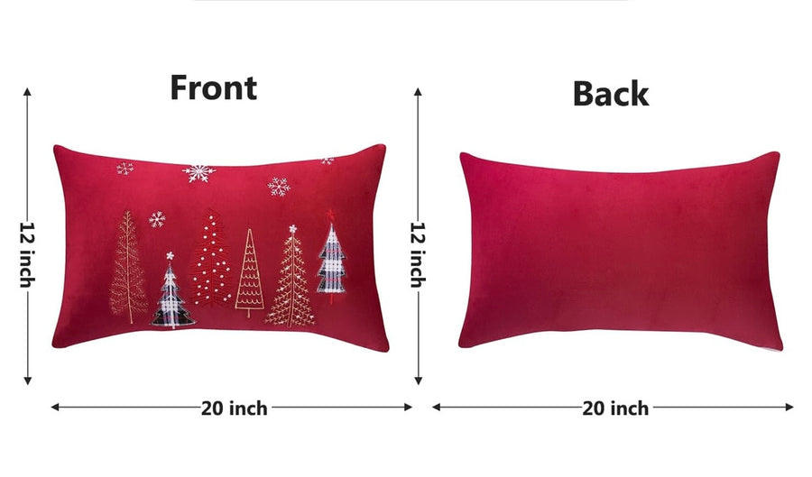 Christmas Tree Pillow Covers With INSERTS 12x20 Set of 2 Dark Forest Green Xmas Trees Snowflake Throw Pillow Covers Winter Christmas Farmhouse Rectangle Pillow Case for Living Room Couch Sofa