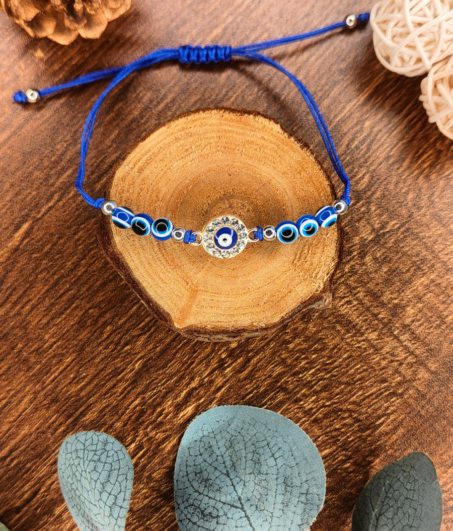 Evil eye beads and diamond Rakhi band