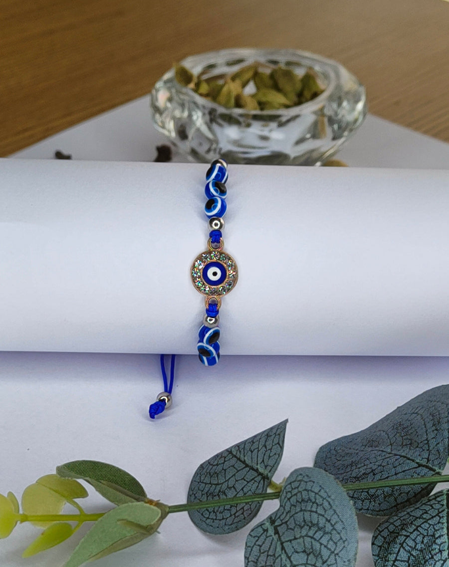 Evil eye beads and diamond Rakhi band