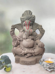 Clay ECO Friendly Plain Ganesh ji 8 Inch