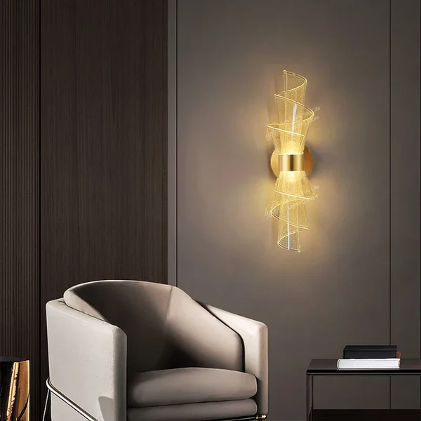 Led Acrylic Modern Golden Metal Wall Light