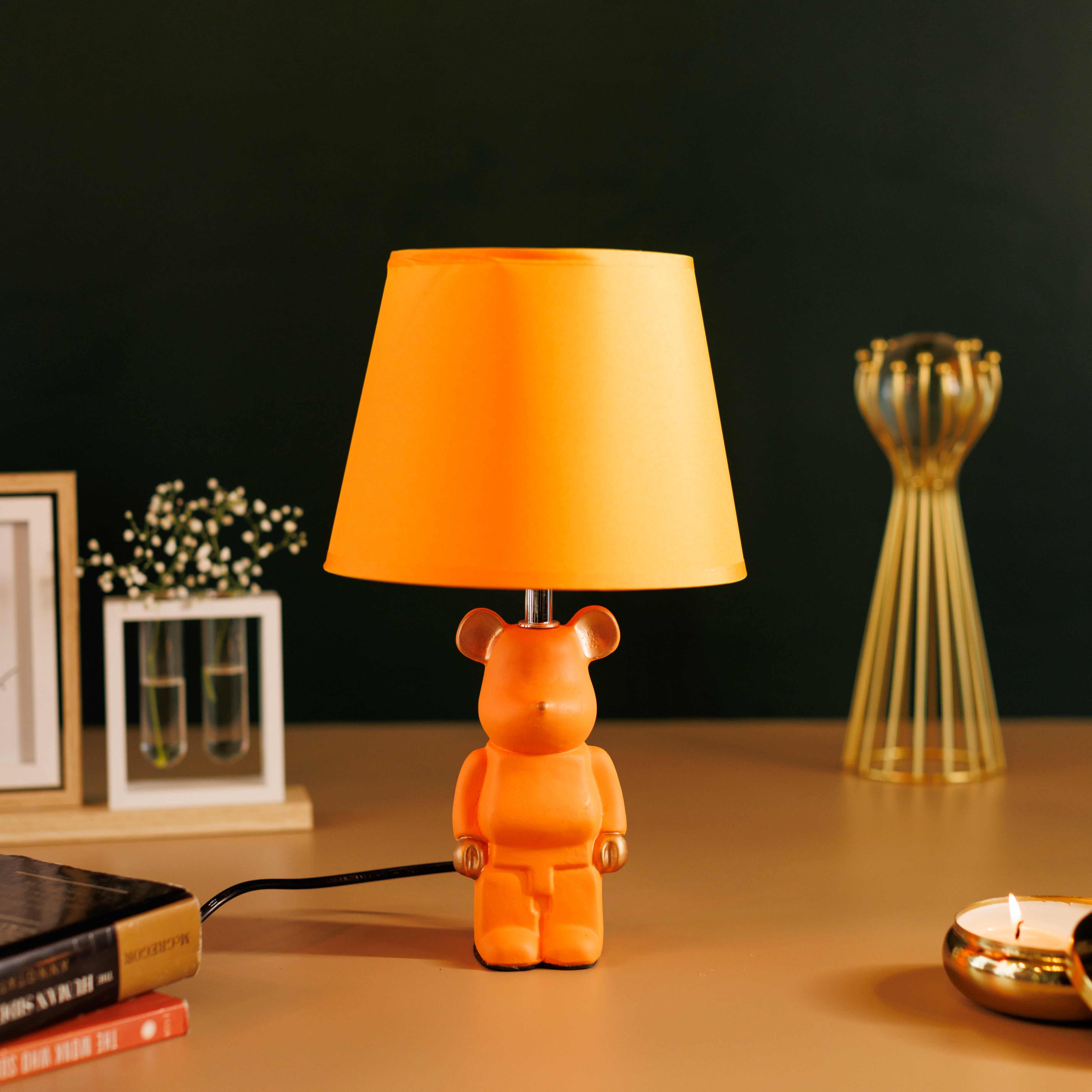 Table Light Bear Bedside Lamp Resin Crafts Cartoon - Orange