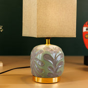 Nordic Simple Ceramic Vase Table Lamp with Fabric Lampshade - olive Green