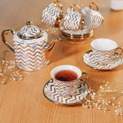 Wave Golden color 14 tea Cup set