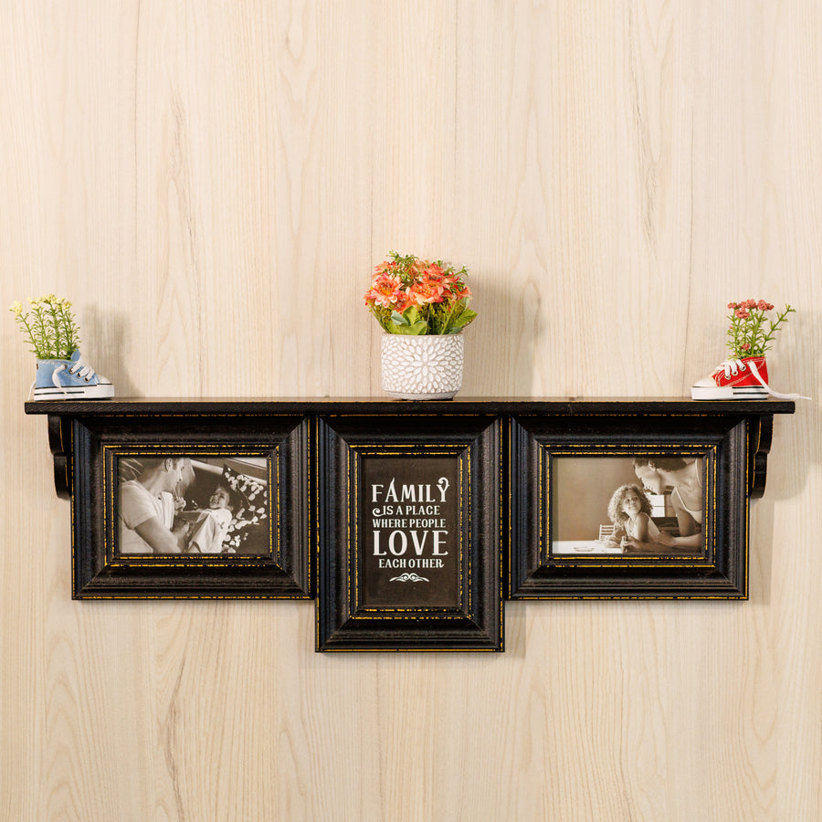 wooden shelf set of 3 photoframe