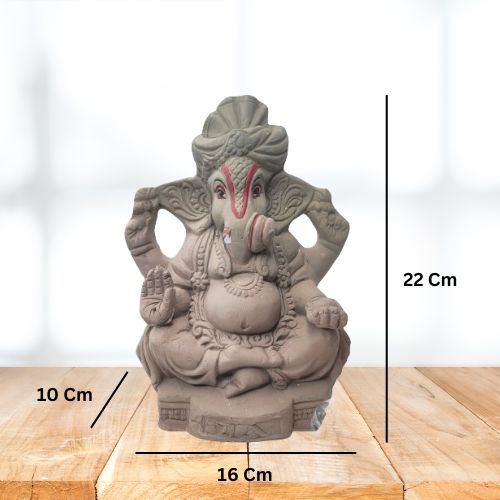 Clay ECO Friendly Plain Ganesh ji 8 Inch