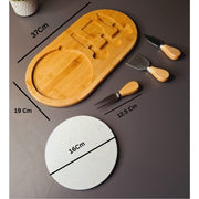 Wooden Cheese Platter Set With Marble Board And Cheese Cutlery Style 2