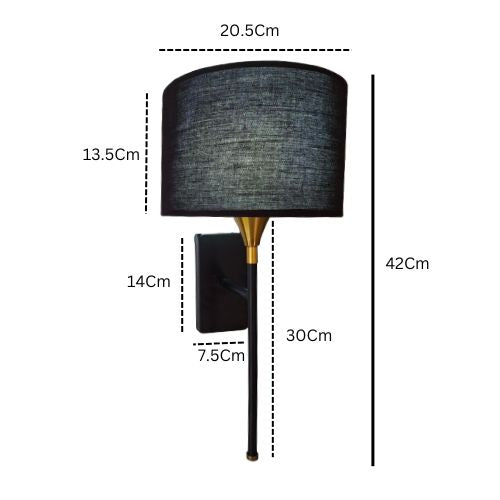 Drum Black Cotton Shade with Metal Base plate Wall Light