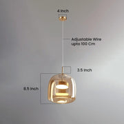 CORAL TREE LED Gold Finish Amber Glass Bedside Pendant/Hanging Light Ceiling Lamp Lighting Fixture - Tricolour Light (White, Warm White, Natural White)