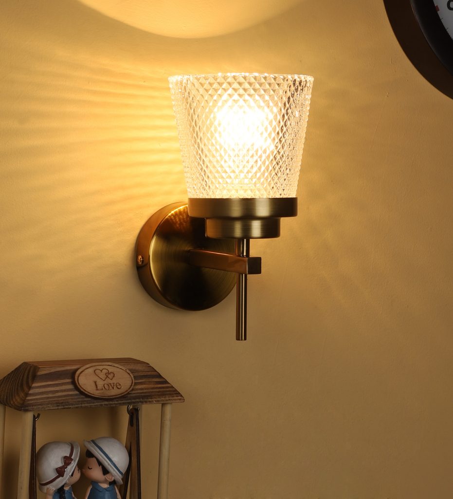 Single Shade Glass Wall Light