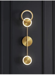 LED Gold Long 3 Rings Wall Light - Warm White