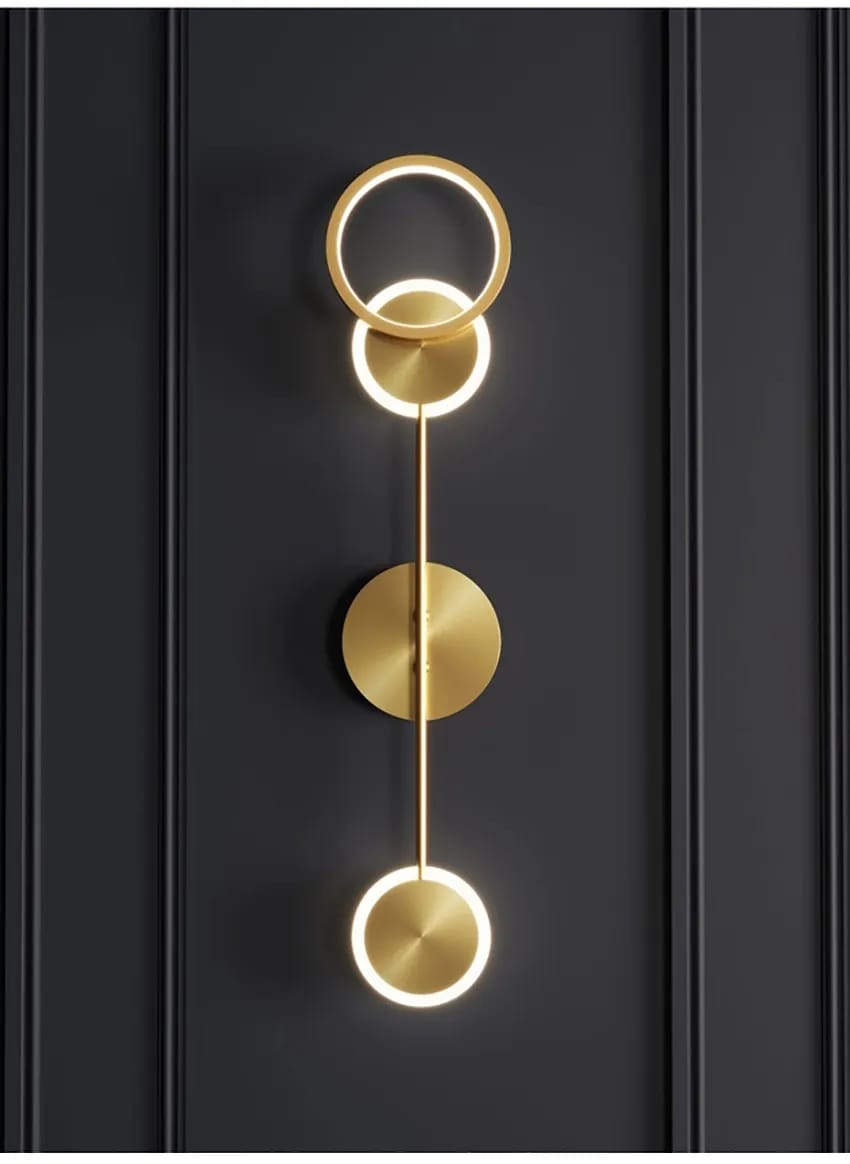 LED Gold Long 3 Rings Wall Light - Warm White