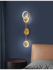 LED Gold Long 3 Rings Wall Light - Warm White