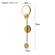 LED Gold Long 3 Rings Wall Light - Warm White